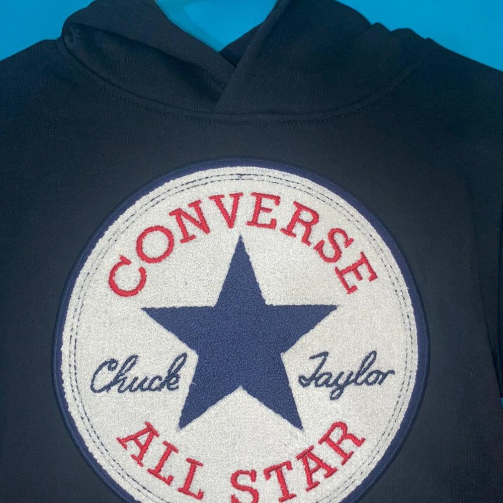Converse Big Boy Chuck Patch Fleece Pullover Black Hoodie - Picture 11 of 12
